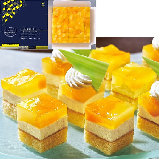 【冷凍】カット済みケーキ パイン&マンゴー(アルフォンソマンゴーピューレ使用) 509G