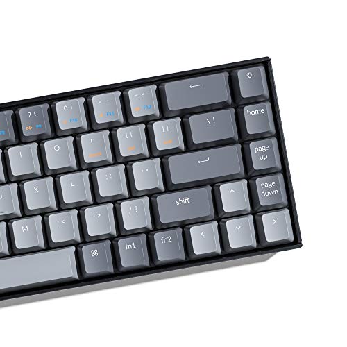 Keychron K6 65%コンパクトワイヤレスメカニカルキーボードfor Mac、ホットスワップ可能なホワイトバックライト、Bluetooth、マルチタスク、Type-C有線ゲーミングキーボード(Gateron Blueスイッチ付き)