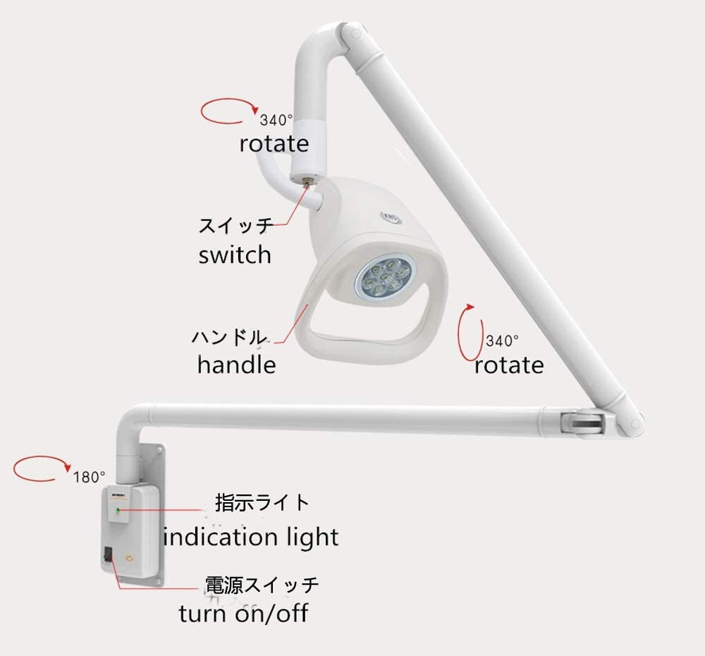 PochiDen 無影灯 手術灯 LEDライト 医療用 led検査照明 壁付け式 調光検査ランプ 360度回転 歯科医院 婦人科検査 美容院 動物医院 ペット治療に適応