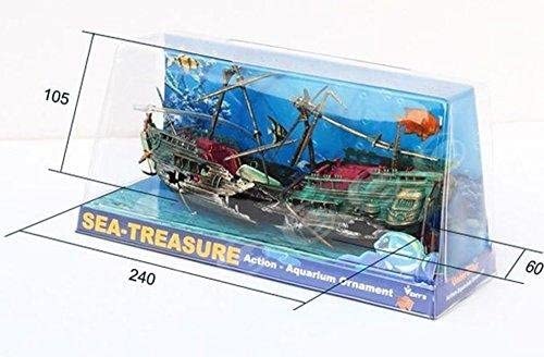 (R-Pet) 水槽 インテリア レイアウト ファンタジー 装飾 ファンタジー アクアリウム アクセサリー オブジェ 熱帯魚 鑑賞魚 オーナメント 模型 置き物 (沈没船 B)