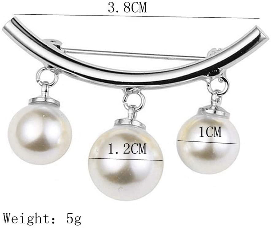 2ピースシンプルカーブパールペンダントブローチ女性カーディガン安全ピン固定ビブ滑り止めピン