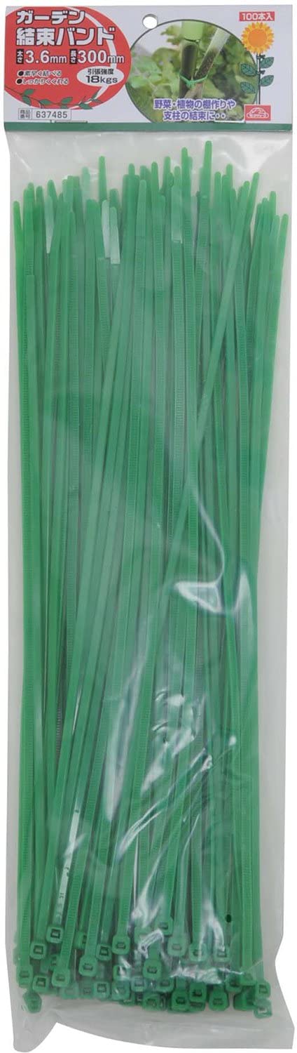 セフティー3 園芸用 誘引 結束 ガーデンバンド 長さ300mm 幅3.6mm 100本入 グリーン