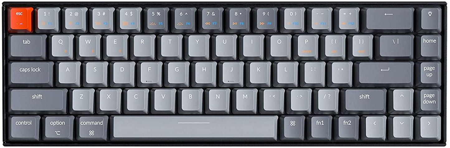 Keychron K6 65%コンパクトワイヤレスメカニカルキーボードfor Mac、ホットスワップ可能なホワイトバックライト、Bluetooth、マルチタスク、Type-C有線ゲーミングキーボード(Gateron Blueスイッチ付き)