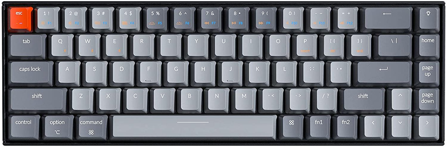 Keychron K6 65%コンパクトワイヤレスメカニカルキーボードfor Mac、ホットスワップ可能なホワイトバックライト、Bluetooth、マルチタスク、Type-C有線ゲーミングキーボード(Gateron Blueスイッチ付き)