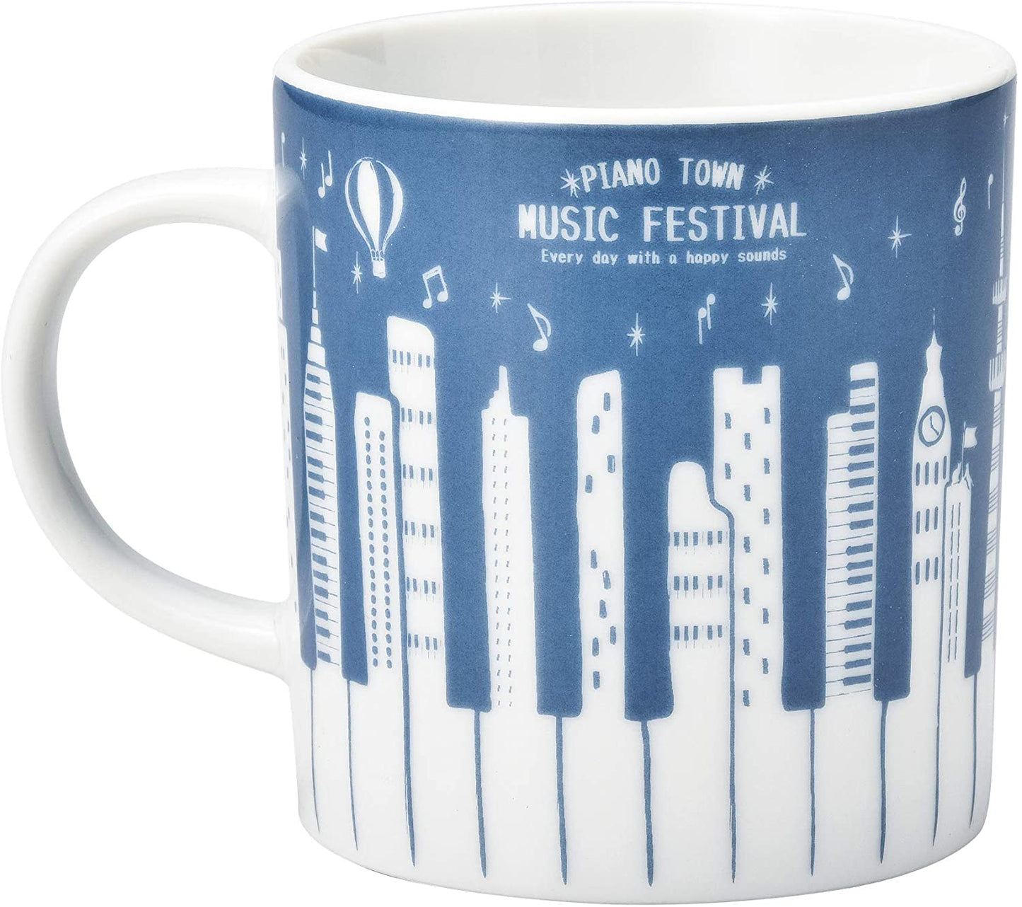 セトクラフト デザイン小物 ブルー 11W×8L×8.5H(cm) MUSICシリーズ マグ(Piano Town) SCB-1034