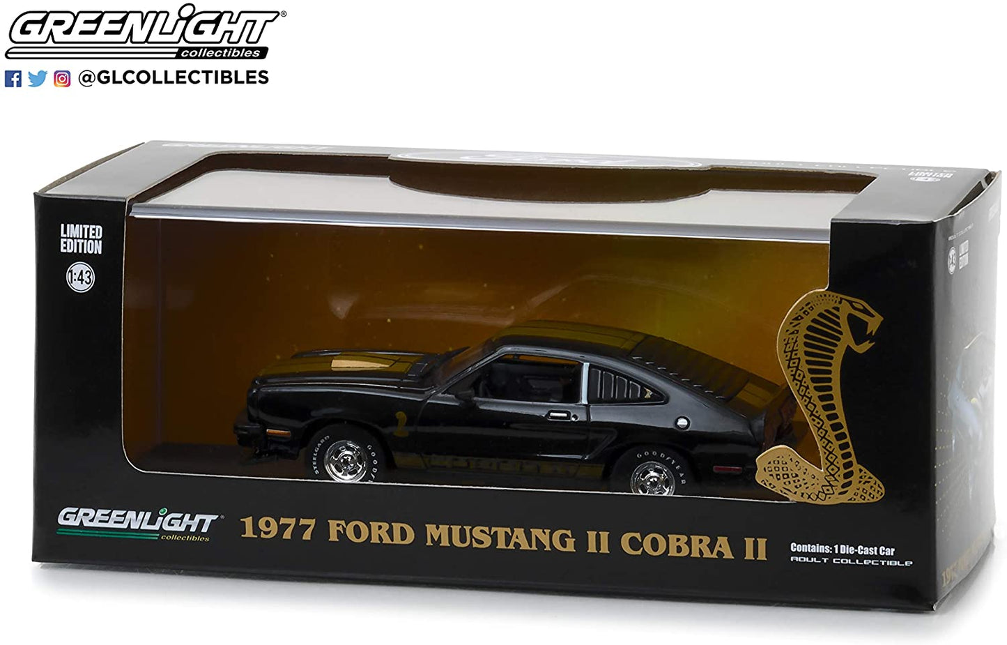 1/43 1977 Ford Mustang Cobra II - Black w/Gold Stripes(レアカラー Ver.)