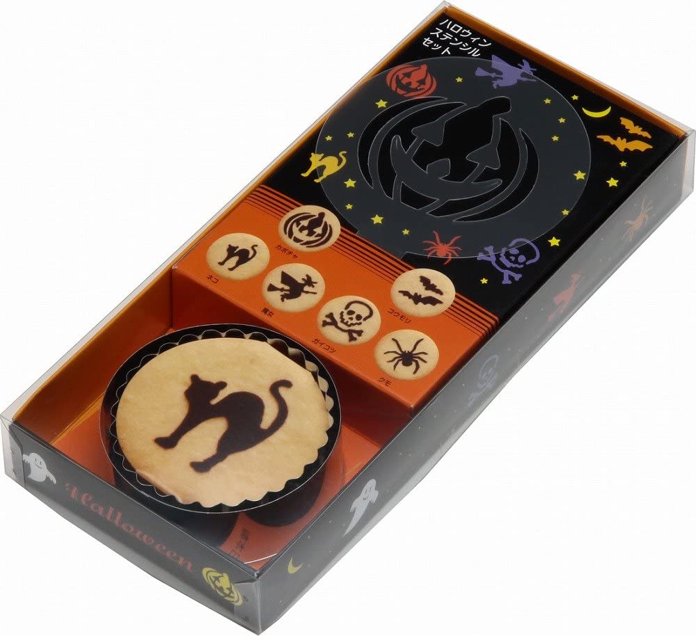タイガークラウン クッキー型 シルバー 114×255×33mm ハロウィンステンシルセット 抜型 丸型 菊型 ステンシル6枚付 1977 8個入