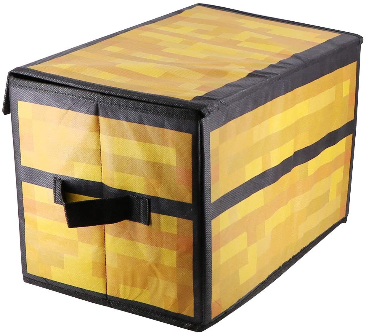 ふた付収納ケース/簡易整理箱/持ち運びおもちゃ入れ Minecraft風お宝箱 マイクラフト風チェスト