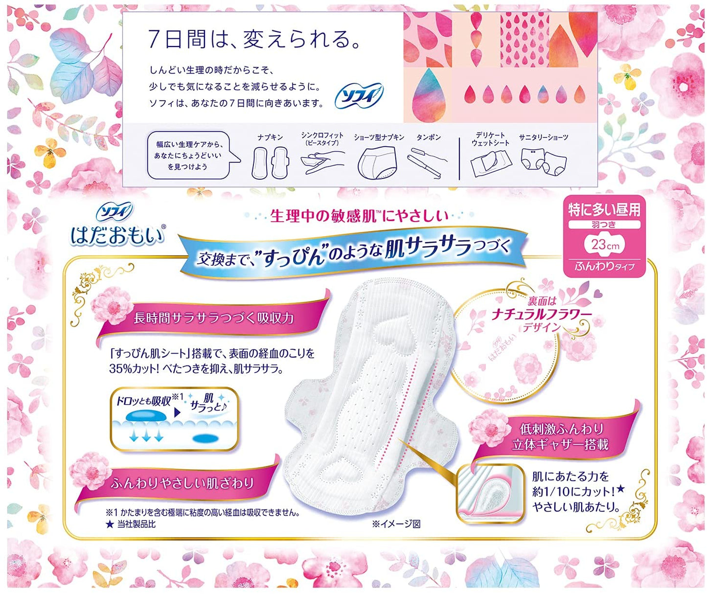 ソフィ はだおもい 特に多い昼用 羽つき 23cm 30枚〔ファミリーパック〕