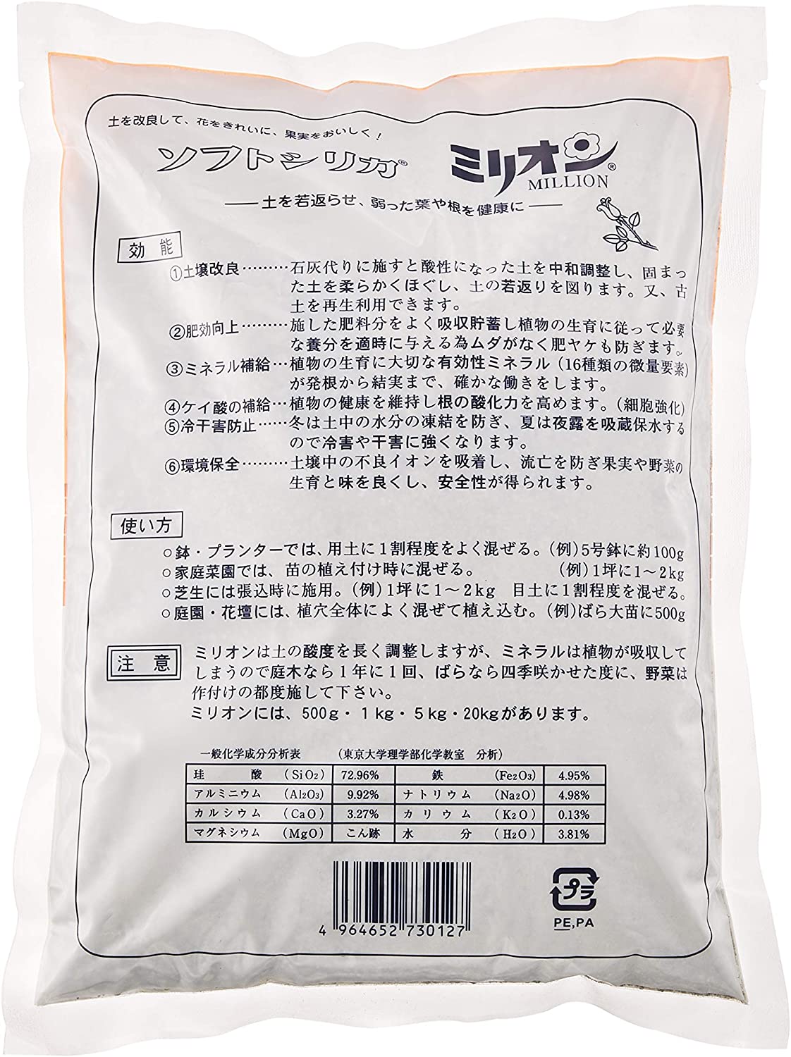 ソフトシリカ ミリオン 1kg