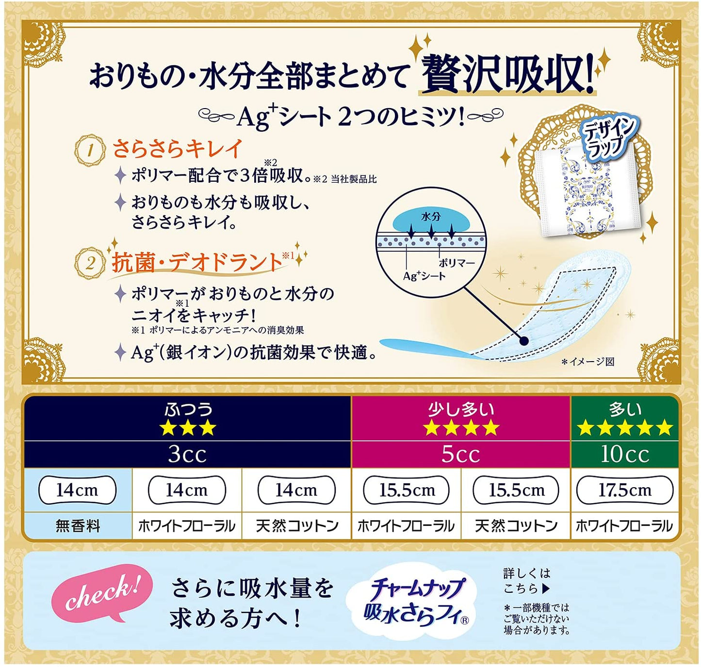 ソフィ kiyora 贅沢吸収 無香料 62枚〔おりもの・軽度尿失禁用シート〕