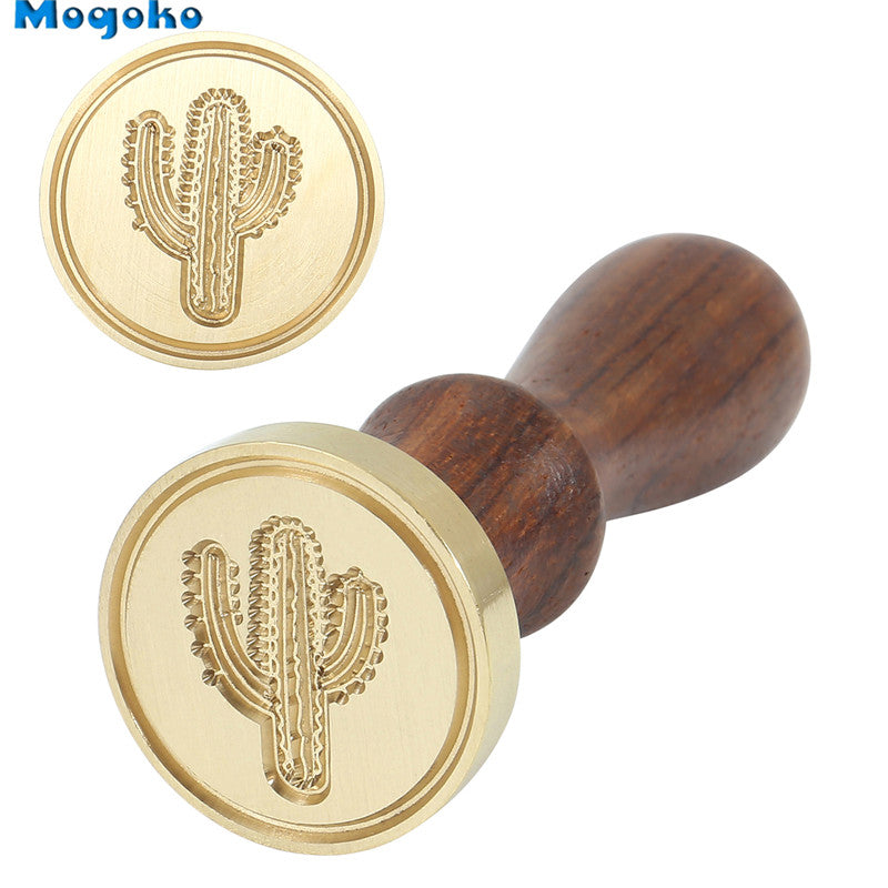 Mogoko ワックスシール,レトロ,クラシック,木材,封筒,アンティークスタンプローズマリー/ラベンダー/モンステラの葉/サボテン|Stamps|