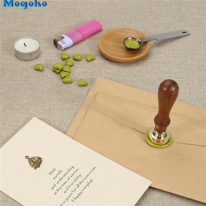 Mogoko ワックスシール,レトロ,クラシック,木材,封筒,アンティークスタンプローズマリー/ラベンダー/モンステラの葉/サボテン|Stamps|