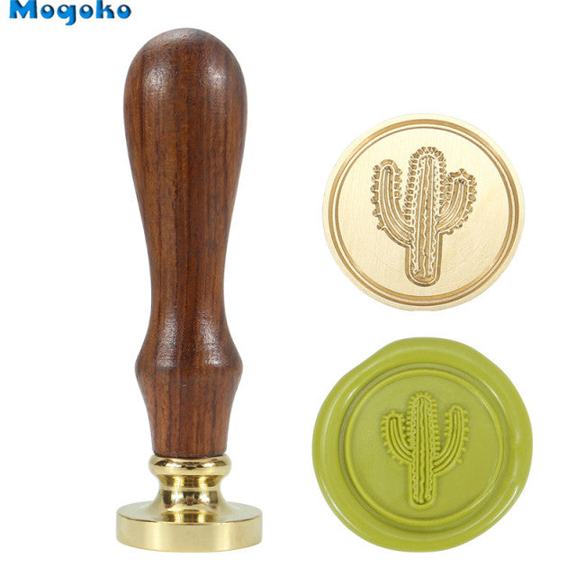 Mogoko ワックスシール,レトロ,クラシック,木材,封筒,アンティークスタンプローズマリー/ラベンダー/モンステラの葉/サボテン|Stamps|