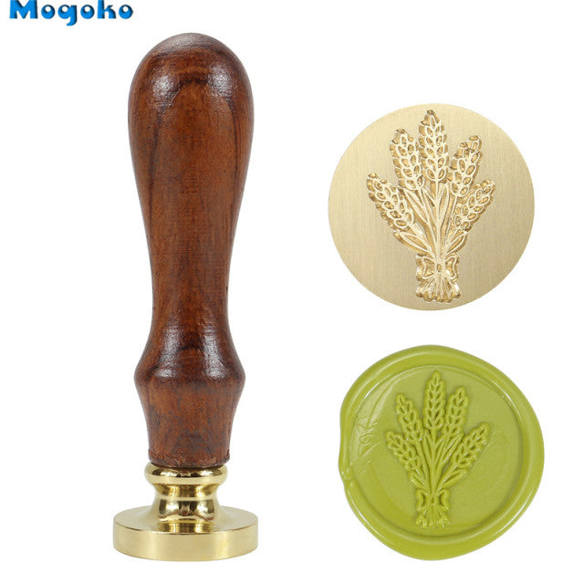 Mogoko ワックスシール,レトロ,クラシック,木材,封筒,アンティークスタンプローズマリー/ラベンダー/モンステラの葉/サボテン|Stamps|