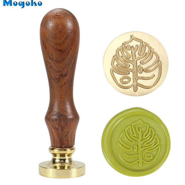 Mogoko ワックスシール,レトロ,クラシック,木材,封筒,アンティークスタンプローズマリー/ラベンダー/モンステラの葉/サボテン|Stamps|