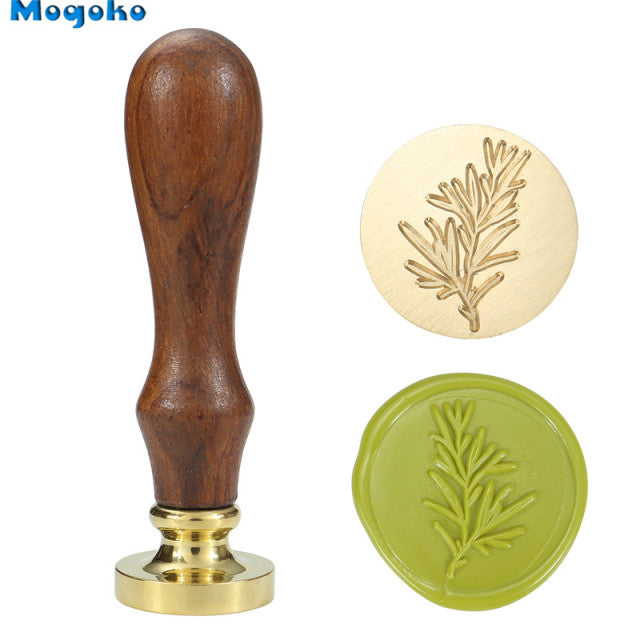 Mogoko ワックスシール,レトロ,クラシック,木材,封筒,アンティークスタンプローズマリー/ラベンダー/モンステラの葉/サボテン|Stamps|
