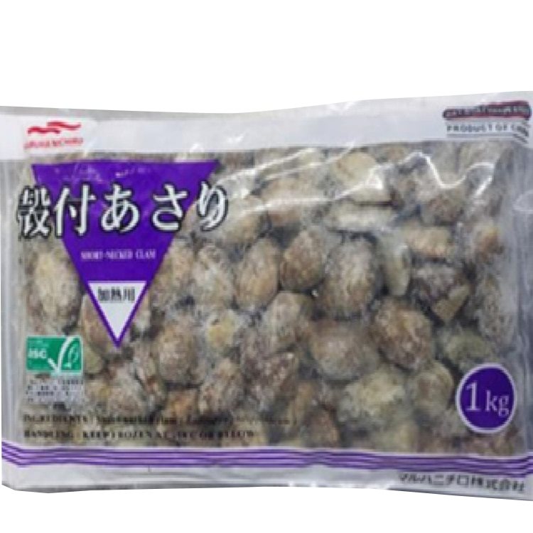 【冷凍】ASC殻付あさりIQF L(80/100) 1KG