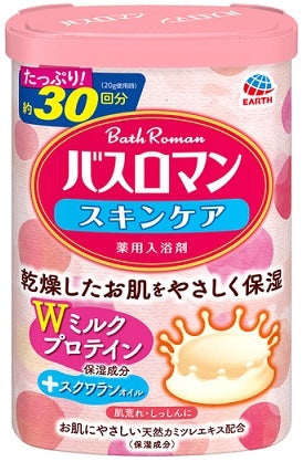 アース製薬 バスロマン　スキンケア　Ｗミルクプロテイン　６００ｇ×3パック