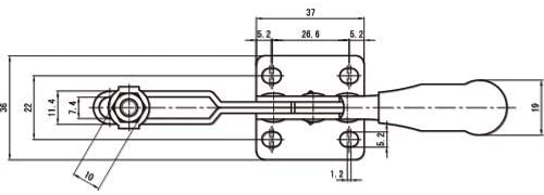 スーパーツール(SUPERTOOL) 下方押え型トグルクランプ (水平ハンドル式) TDH350F