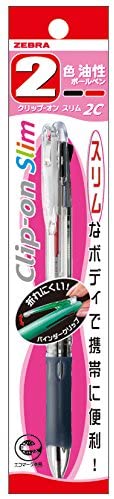 ゼブラ 2色油性ボールペン クリップオン スリム2C P-B2A5-C 透明