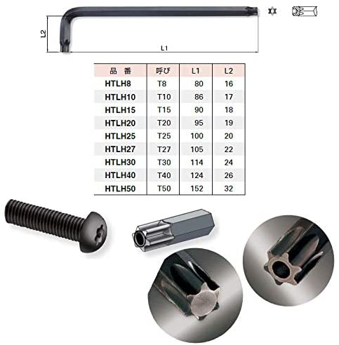 スーパー ロングいじり止め穴付ヘックスローブレンチ T40 HTLH40