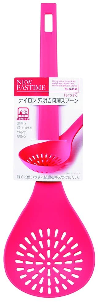 パール金属 NEWパスタイム ナイロン 穴明き料理スプーン レッド 【日本製】 G-4398