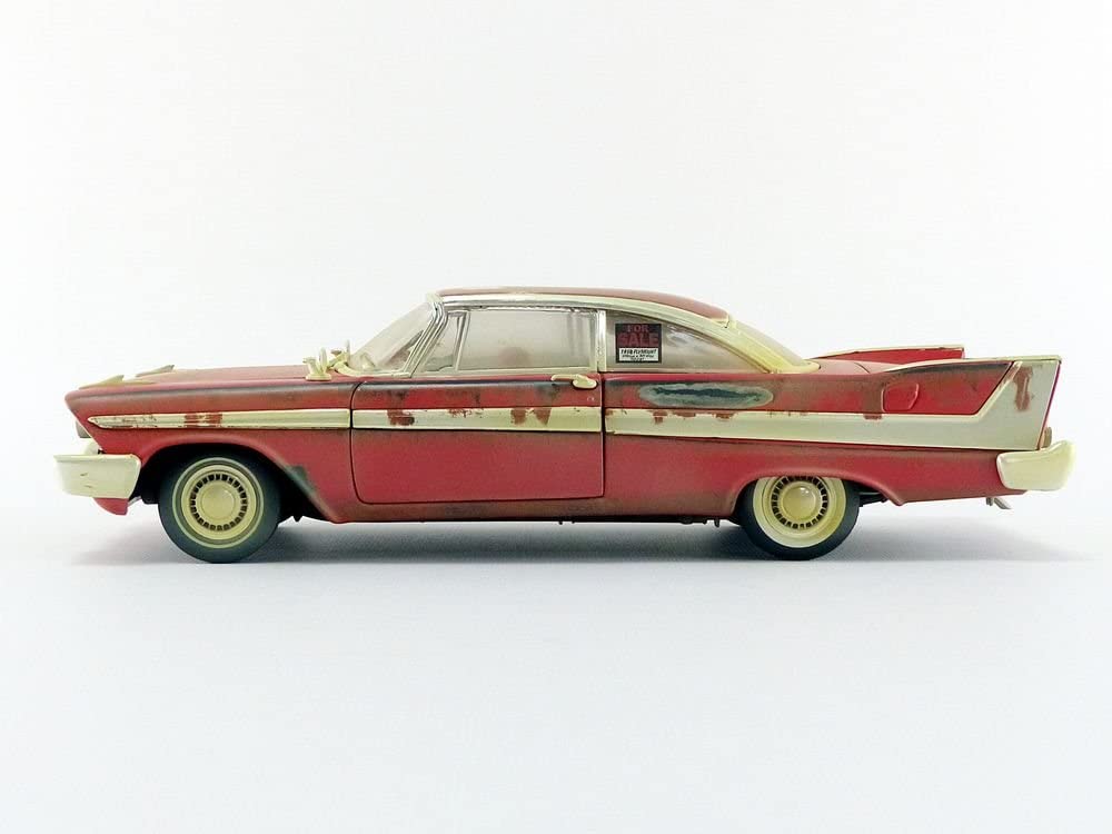 Auto World - Miniature Voiture Plymouth Fury Christine Dirty Version 1958 Echelle 1/18, AWSS119, Rouge/ Blanc