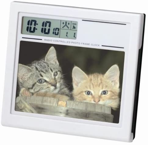ADESSO(アデッソ) 目覚まし時計 フォトフレーム 電波時計 日付表示 ホワイト C-8139