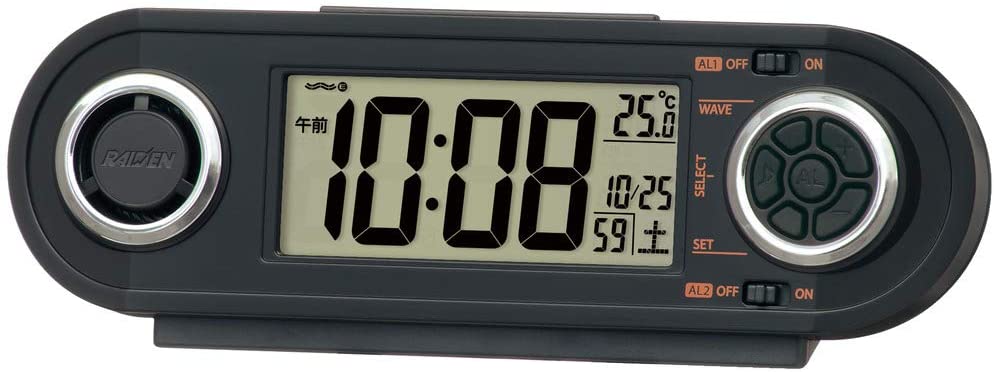 セイコークロック 電波 目覚まし時計 RAIDEN 黒 62x186x46mm NR537K