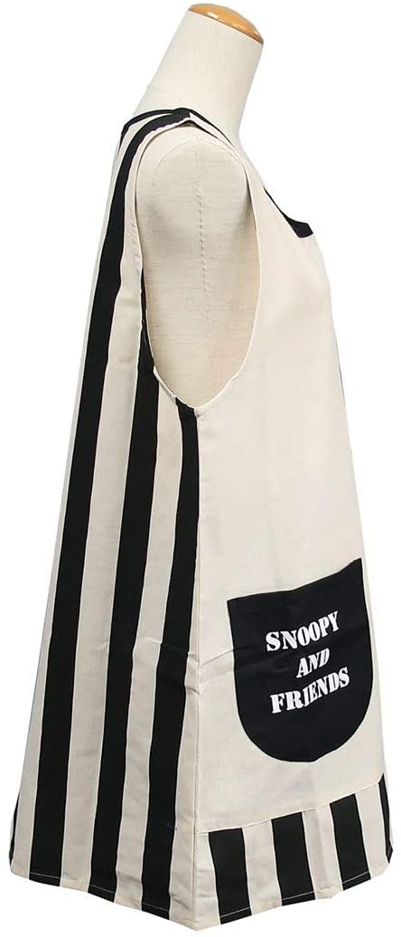 スヌーピー[エプロン レディース]割烹着/モノトーンストライプ ピーナッツ