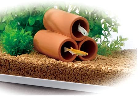 ジェックス 癒し水景 素焼きの隠れ家 丸土管ミニ3連