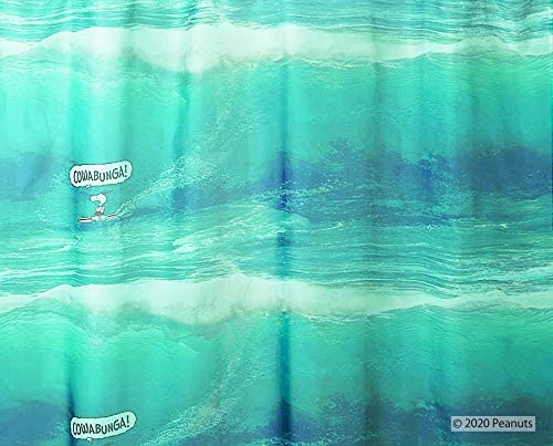 スミノエ(Suminoe) レースカーテン ブルー 100×133cm PEANUTS スヌーピー カワバンガ!ボイル P1027 1枚入