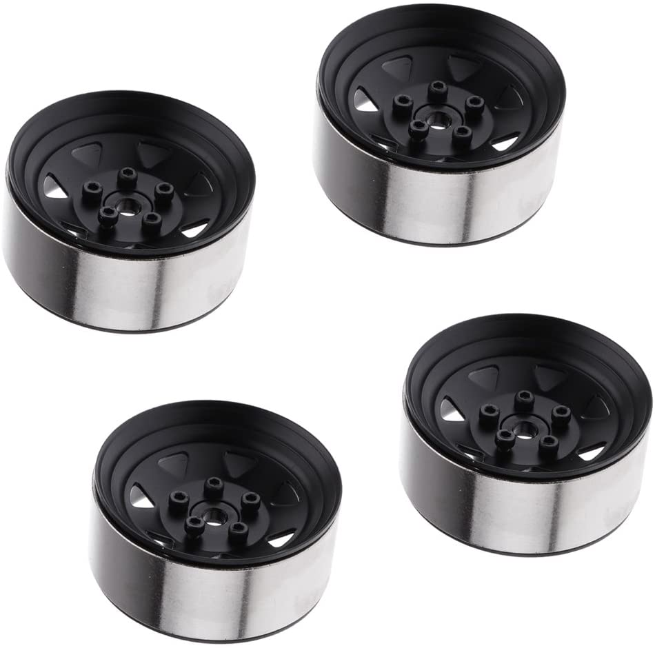 4個　1.9インチ　メタル　ホイールリム　D90 SCX10 CC01 RC4WD RCRUN RC クローラーカー用 黒