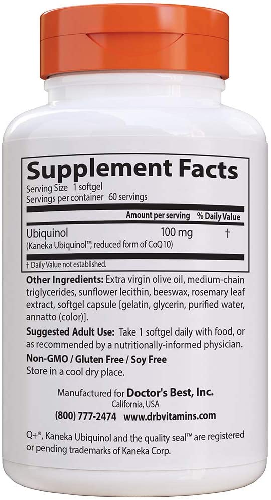 Doctor's Best(ドクターズベスト) ベスト ユビキノール カネカQH配合 (100mg) 60粒 [海外直送品]