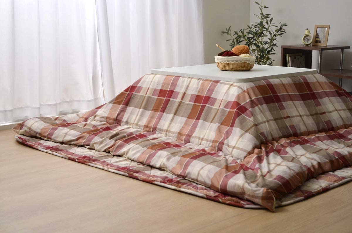 イケヒコ こたつ布団 長方形 掛敷セット チェリン 約190×240cm レッド チェック #5976630