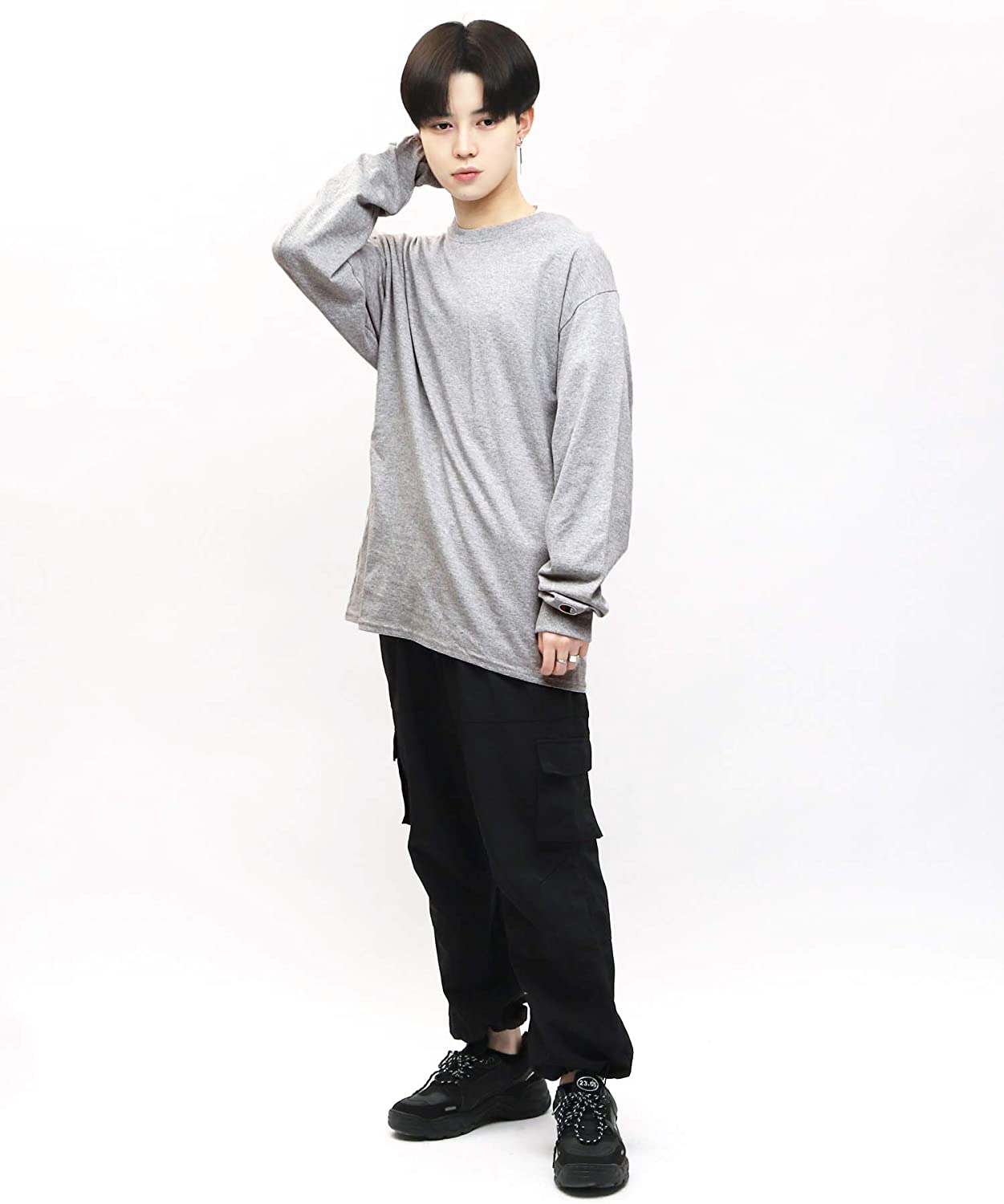 Champion(チャンピオン) ロングスリーブTシャツ メンズ ワンポイントロゴ ベーシック 長袖 Tシャツ