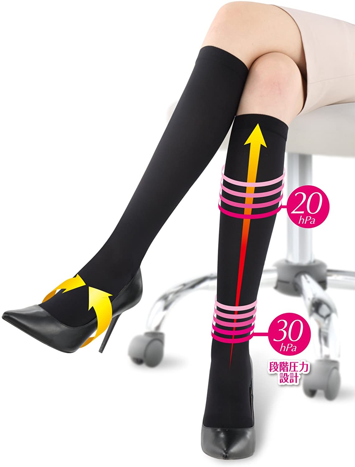 スリムウォーク 美脚ソックス M-Lサイズ ブラック(SLIM WALK,socks,ML) 着圧 ソックス