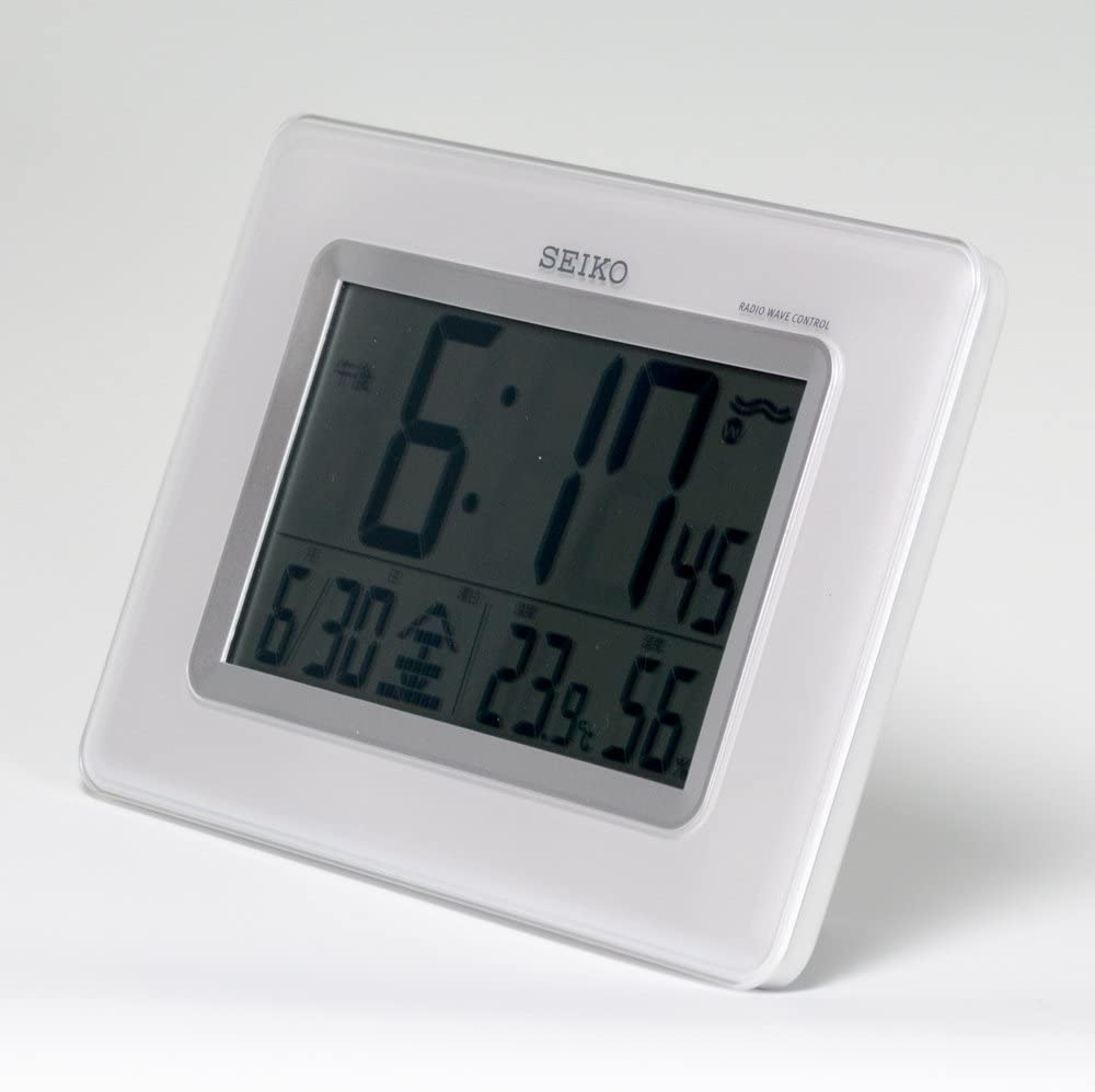セイコー クロック 掛け時計 置き時計 兼用 電波 デジタル カレンダー 温度 湿度 表示 白 パール SQ424W SEIKO