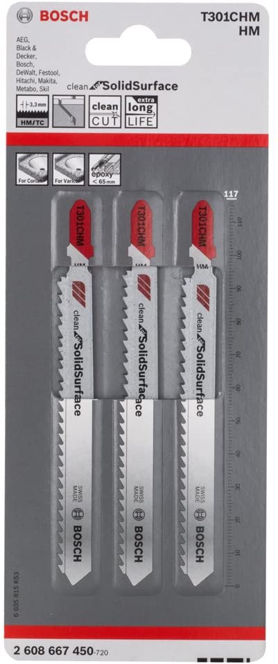 BOSCH(ボッシュ) 強化プラスチック/人造大理石用ジグソーブレード3本組 T-301CHM/3