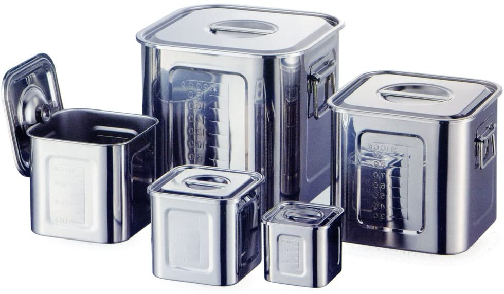 AG 18-8 目盛付 角型キッチンポット 12cm (手無)