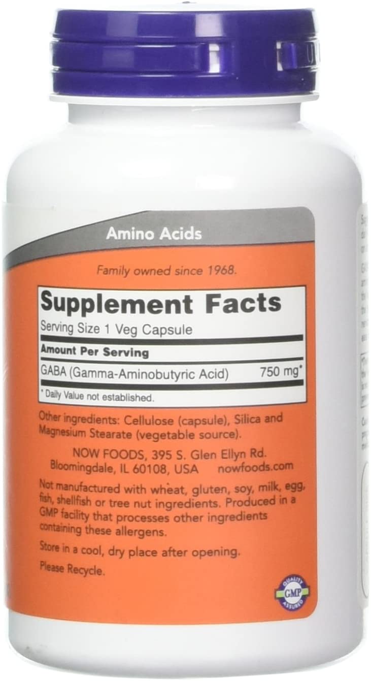 [海外直送品]2本セット Now Foods 社 （アメリカ製）ギャバ GABA 750mg（ベジタリアンカプセル）