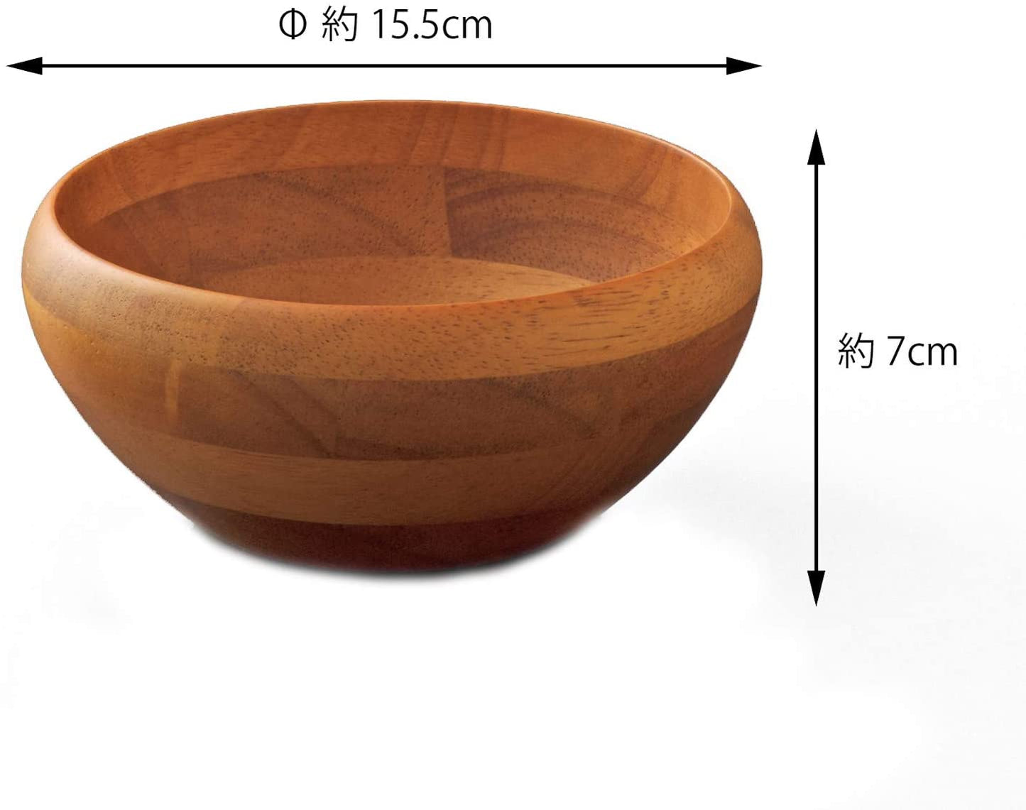 スワンソン商事 サラダボウル 鉄鉢 木製 食器 ライトブラウン 約直径15.5×高さ7cm 天然木 柔かなカーブ 業務用 SL-150B