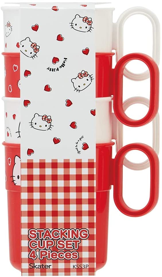 スケーター コップ 4個セット 300ml プラスチック製 ハローキティ RED ハート サンリオ KSS3P