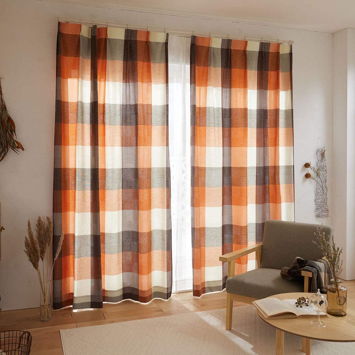 スミノエ カーテン カレ 100×135cm オレンジ 1枚入 G1016