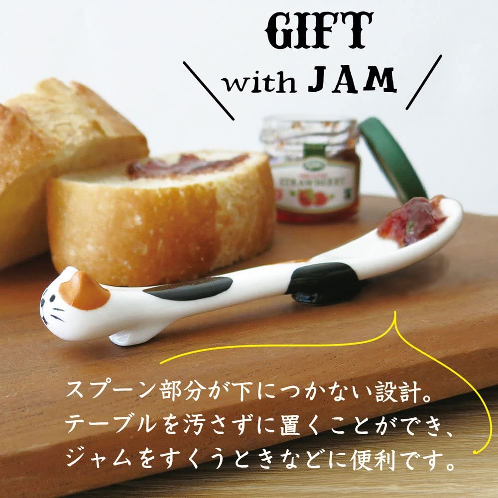 DECOLE のび猫スプーン ハチワレ ZCB-37331 約26×18×h123 単位(mm)