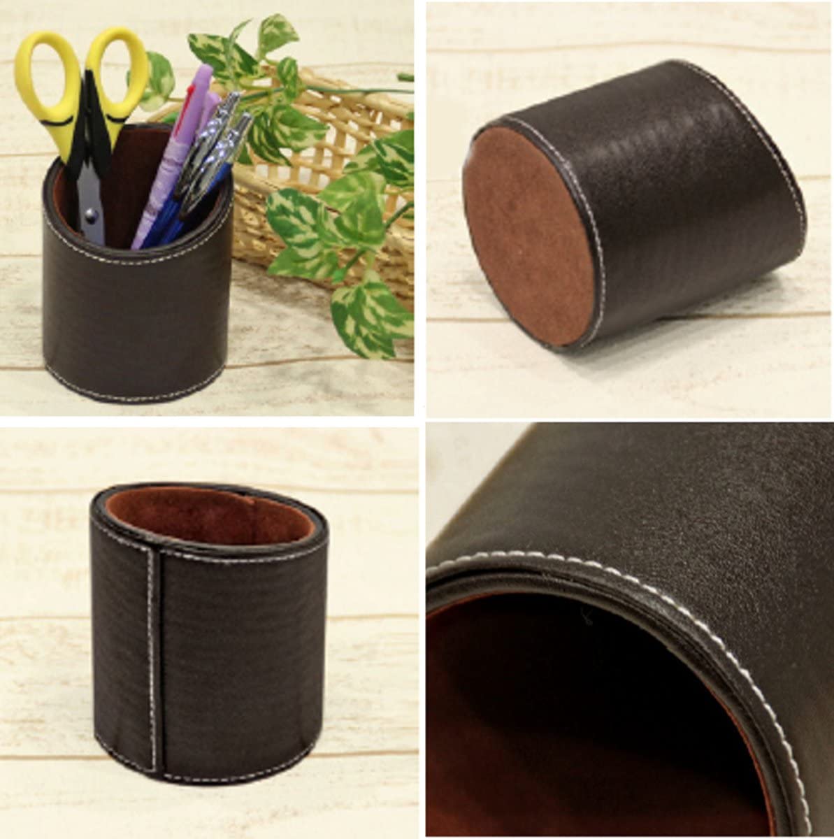 BASIC ステッチ が おしゃれ レザー 調 ペンスタンド BS-8