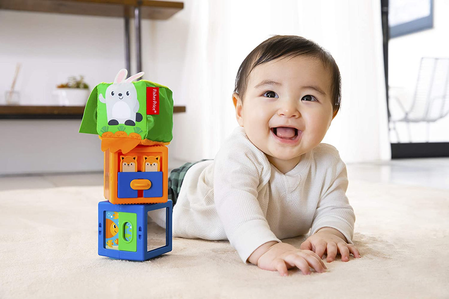 フィッシャープライス(fisher price) 感覚を育てよう! ぴょっこりブロック どうぶつ 【6カ月~】 【FSC認証取得/BPAフリー】【感覚を育てる】【五感を刺激】 GJW13
