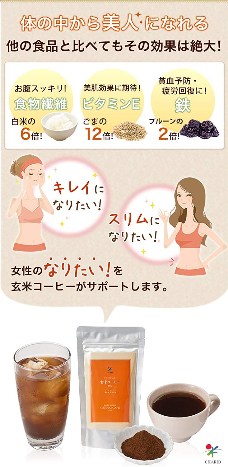ブラックジンガー 玄米香琲 カフェインレスコーヒー ファミリータイプ (玄米加工食品) 120g 2個セット