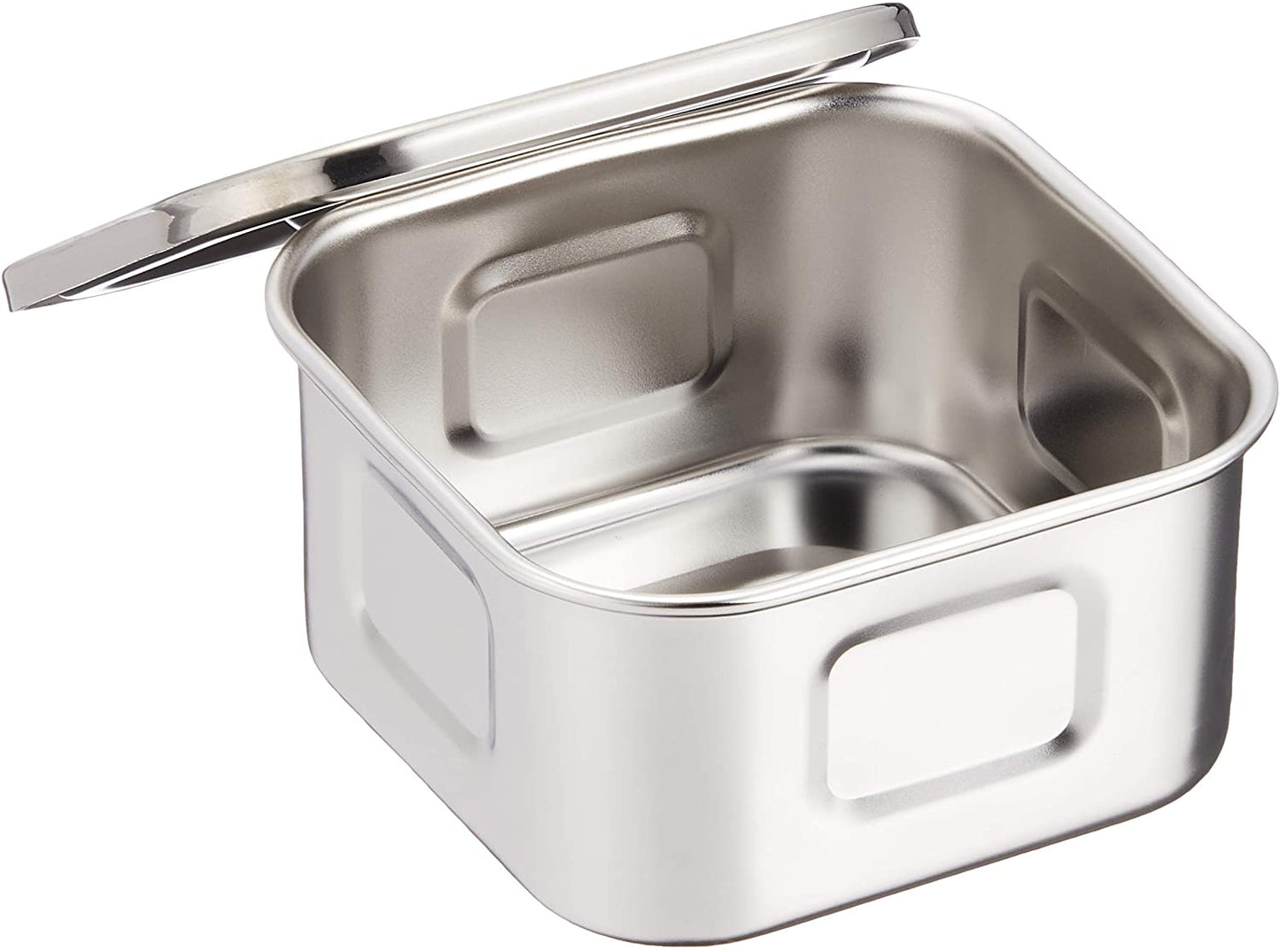 AG 18-8 浅型 角型キッチンポット 8cm (手無) ツマミ付